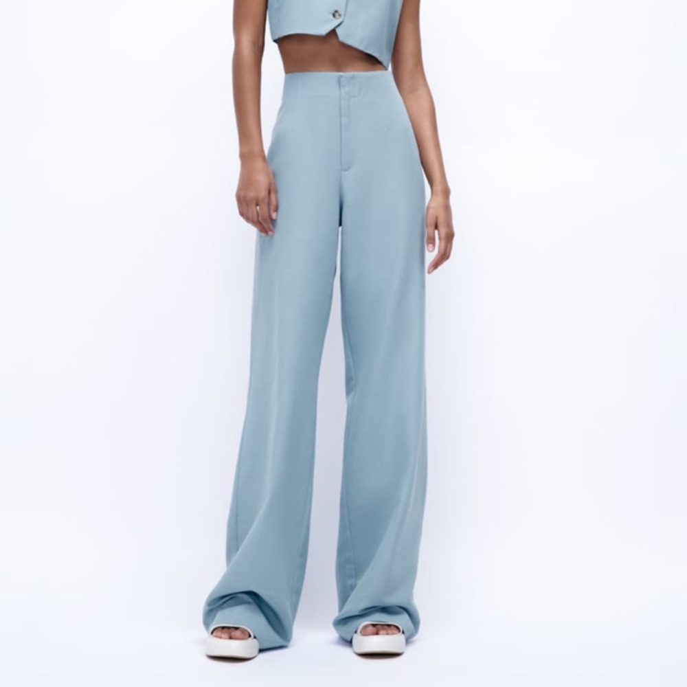 Zara Full Length Linen Blend Pants